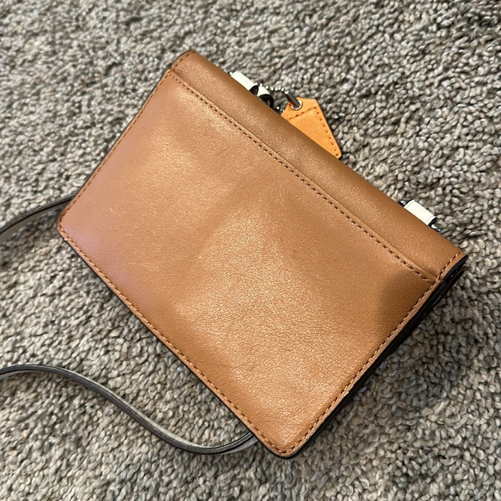 Coach Two-Tone Leather Crossbody Bag - Orange and Tan - Picture 3 of 10